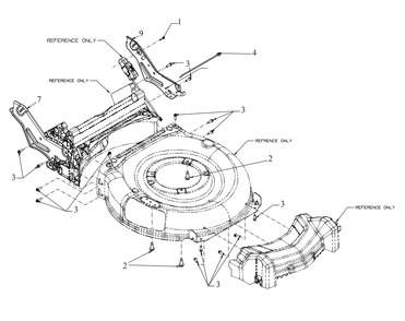 Deck Hardware Diagram and Parts List for SCP21E (18AEB9C5B10)(2021) Cub Cadet Lawn Mower